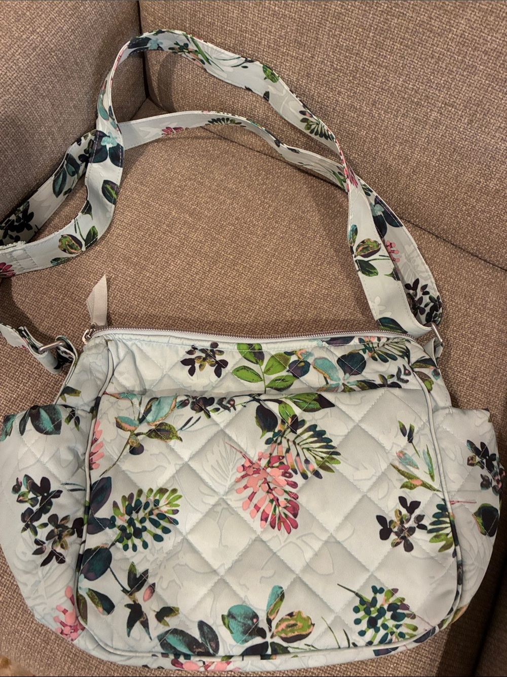 Vera Bradley White Multi Floral Quilted Crossbody Bag